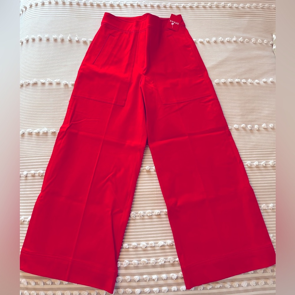 NWT Spanx Red Pull On Wide Leg Trousers - Size Sm